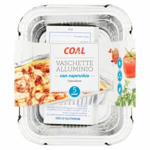 Coal Vaschette Alluminio con coperchio 1 porzione 5 pz