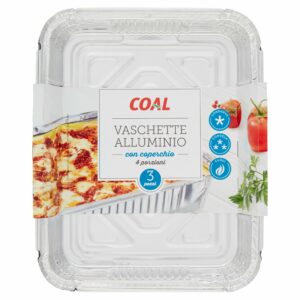 Coal Vaschette Alluminio con coperchio 4 porzioni 3 pz