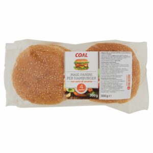 Coal Maxi Panini per Hamburger con semi di sesamo 4 panini 300 g
