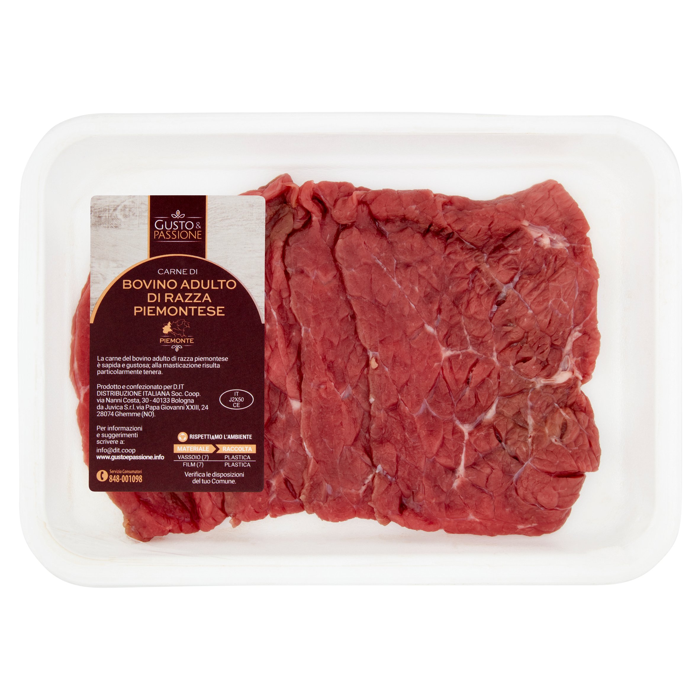 Gusto & Passione Carne di Bovino Adulto di Razza Piemontese Fettine Sottilissime