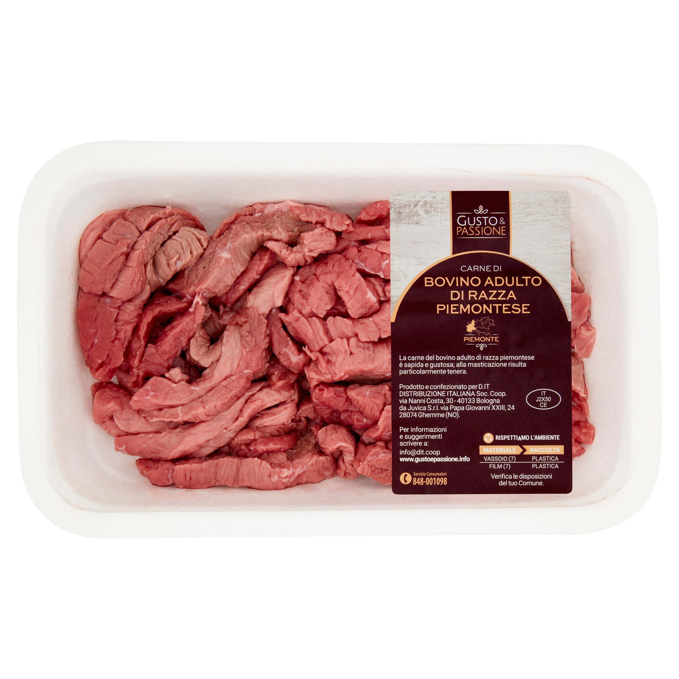 Gusto & Passione Carne di Bovino Adulto di Razza Piemontese Straccetti