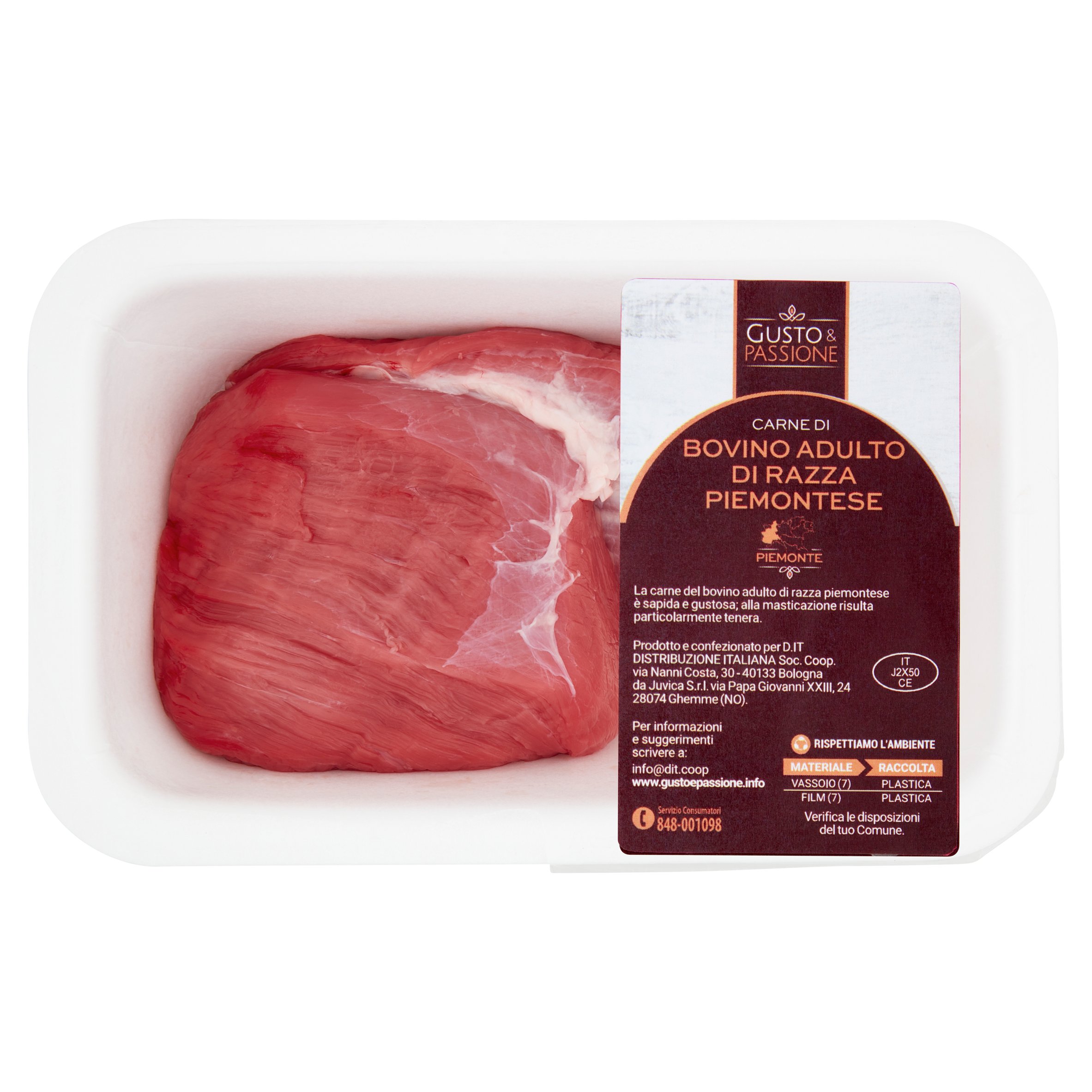 Gusto & Passione Carne di Bovino Adulto di Razza Piemontese Polpa Scelta