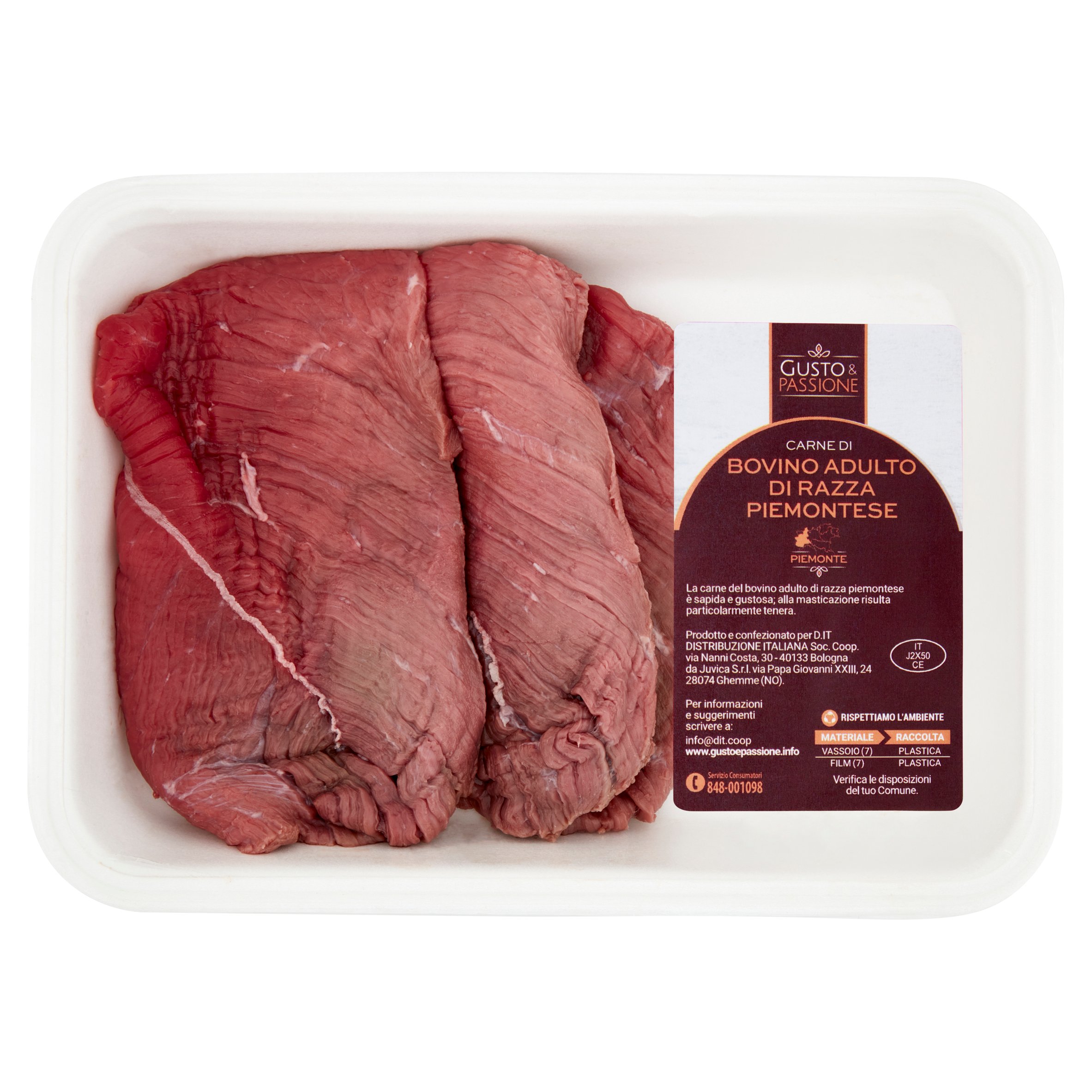 Gusto & Passione Carne di Bovino Adulto di Razza Piemontese Fettine Scelte di Coscia