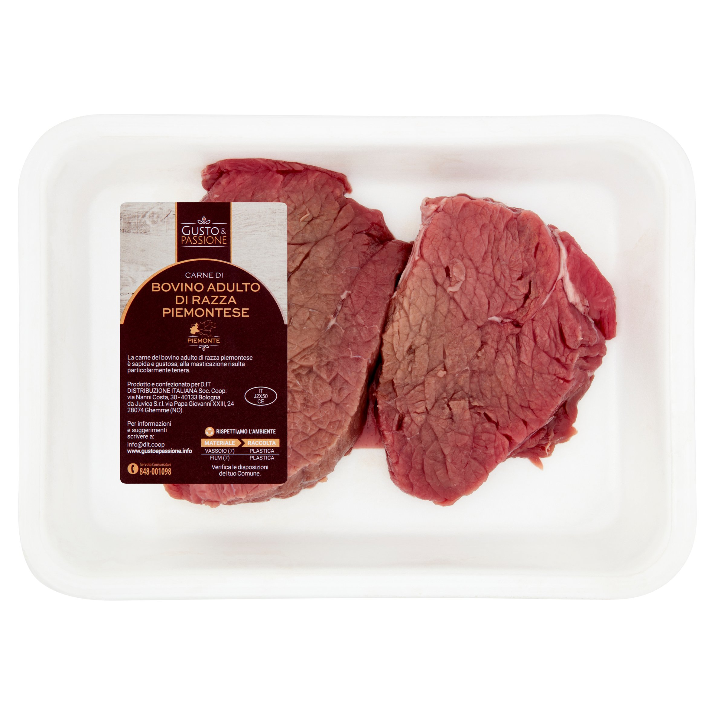 Gusto & Passione Carne di Bovino Adulto di Razza Piemontese Tagliata