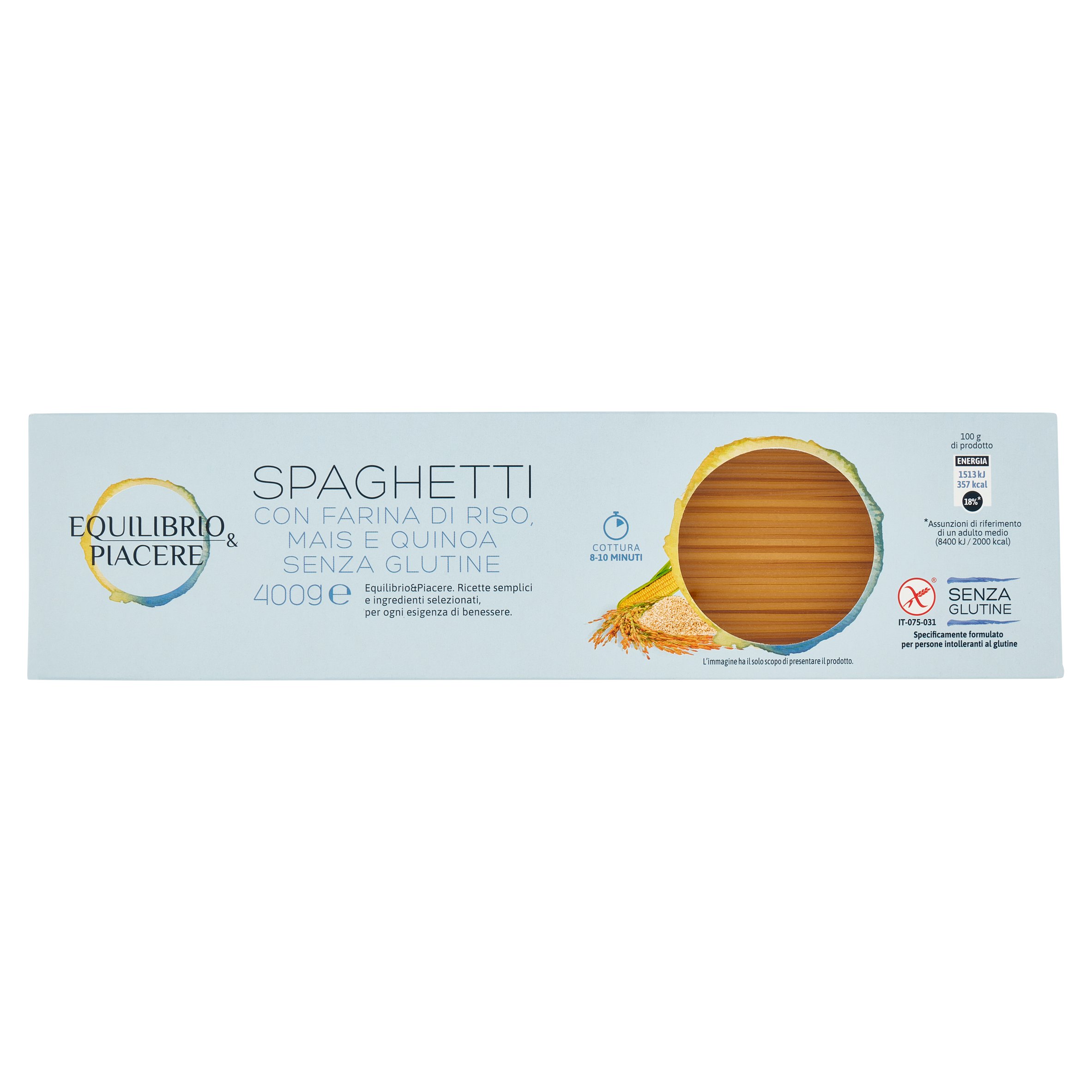 Equilibrio & Piacere Spaghetti con Farina di Riso, Mais e Quinoa Senza Glutine 400 g