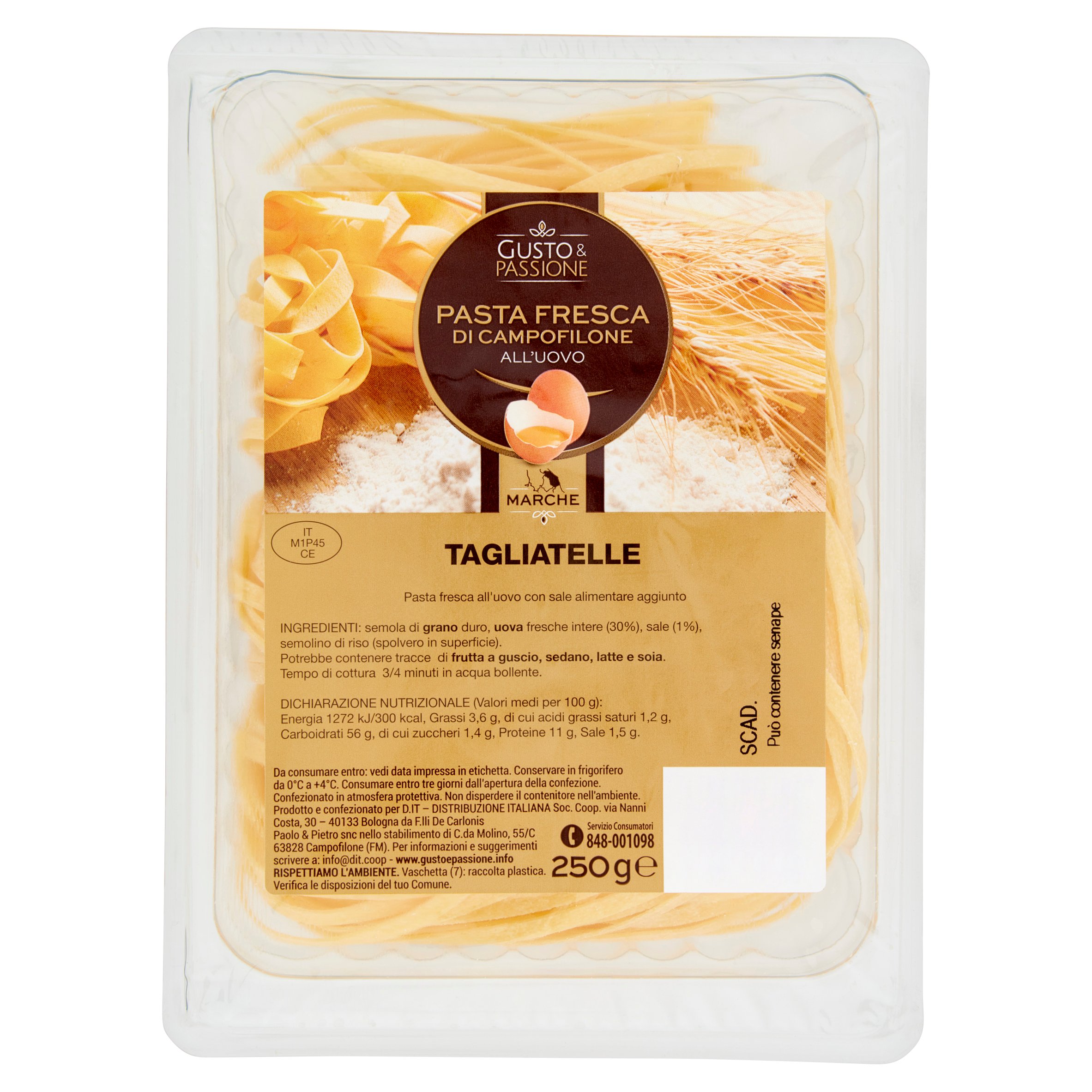 Gusto & Passione Pasta Fresca di Campofilone all’Uovo Tagliatelle 250 g