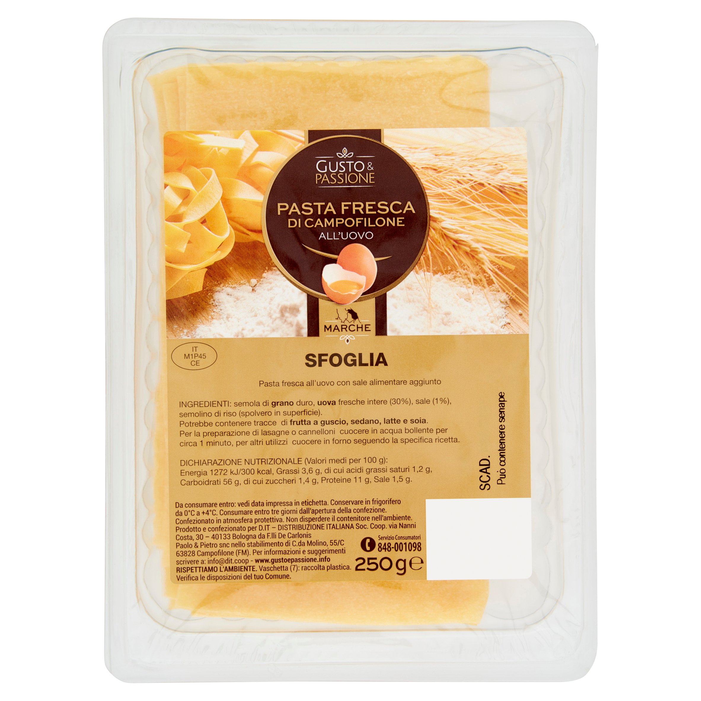 Gusto & Passione Pasta Fresca di Campofilone all’Uovo Sfoglia 250 g