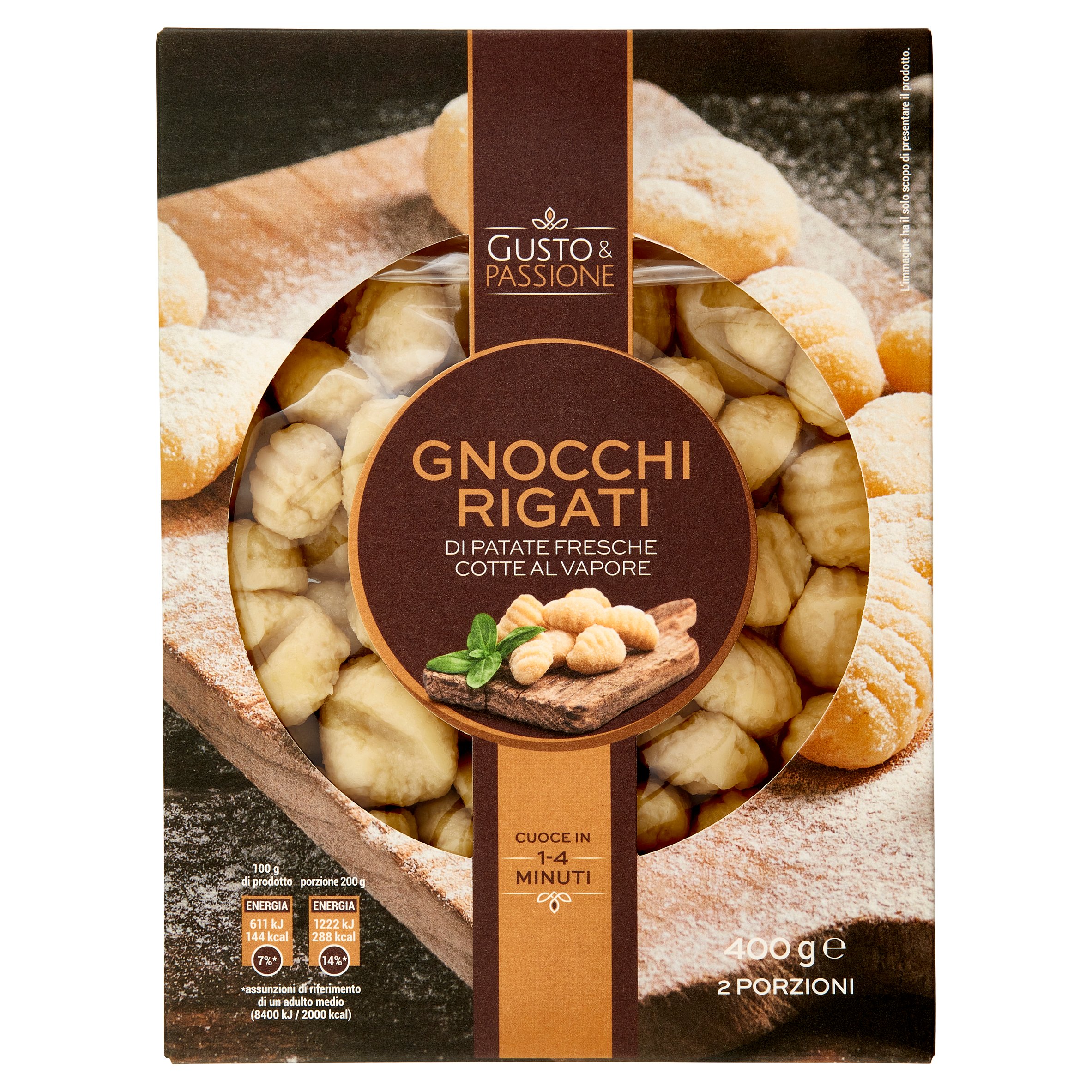 Gusto & Passione Gnocchi Rigati di Patate Fresche Cotte al Vapore 400 g