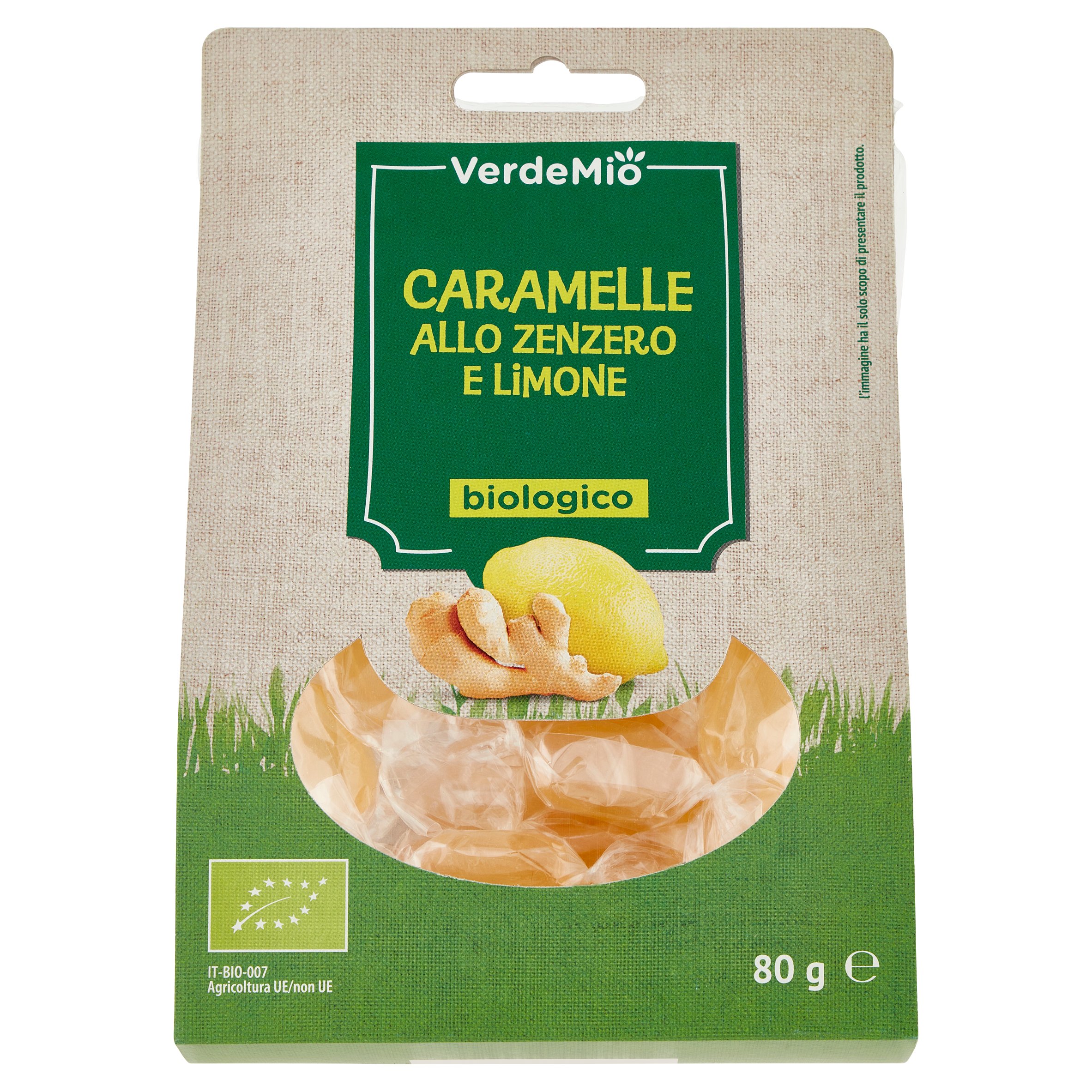 VerdeMio Caramelle allo Zenzero e Limone biologico 80 g