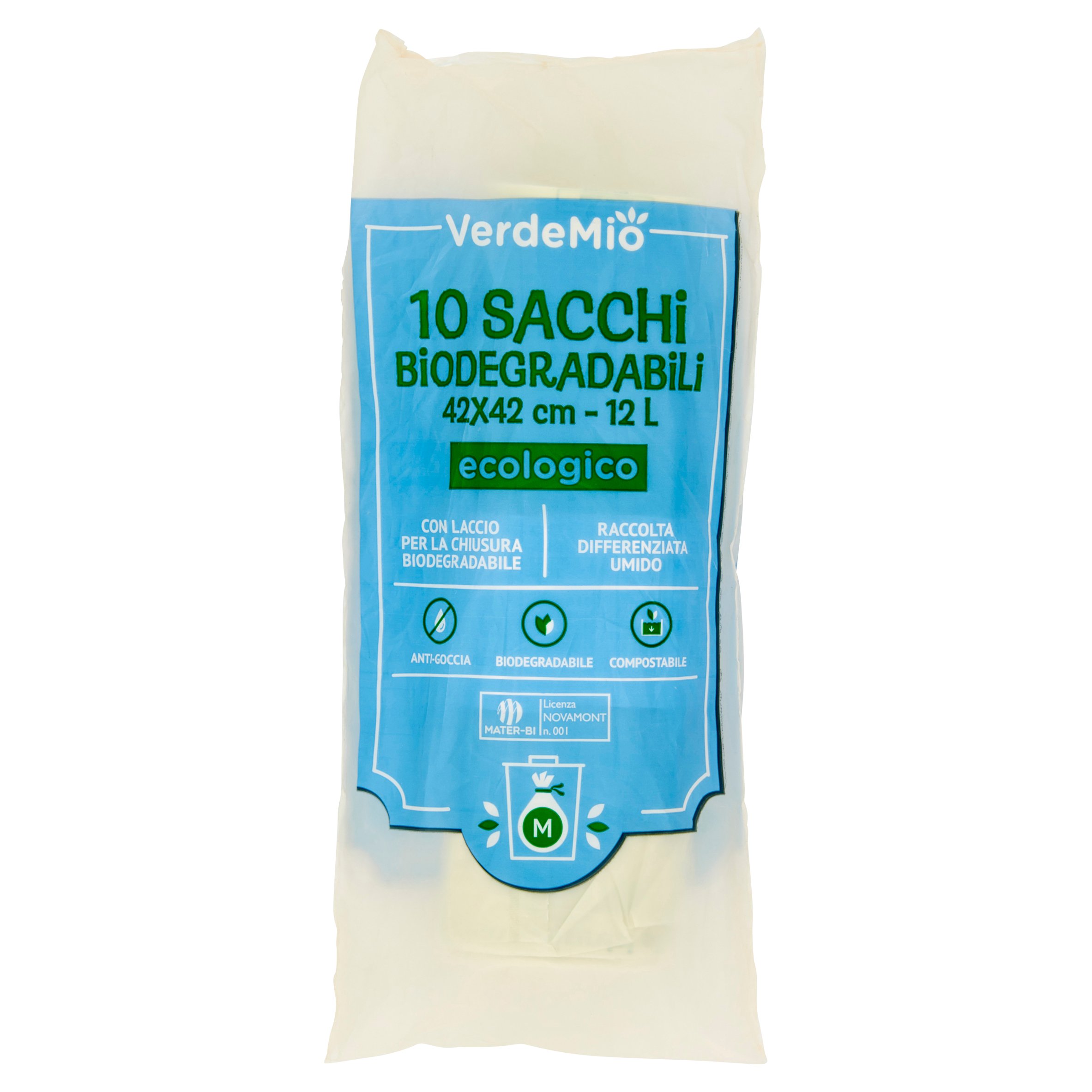 VerdeMio Sacchi Biodegradabili 42×42 cm 12 L ecologico 10 pz