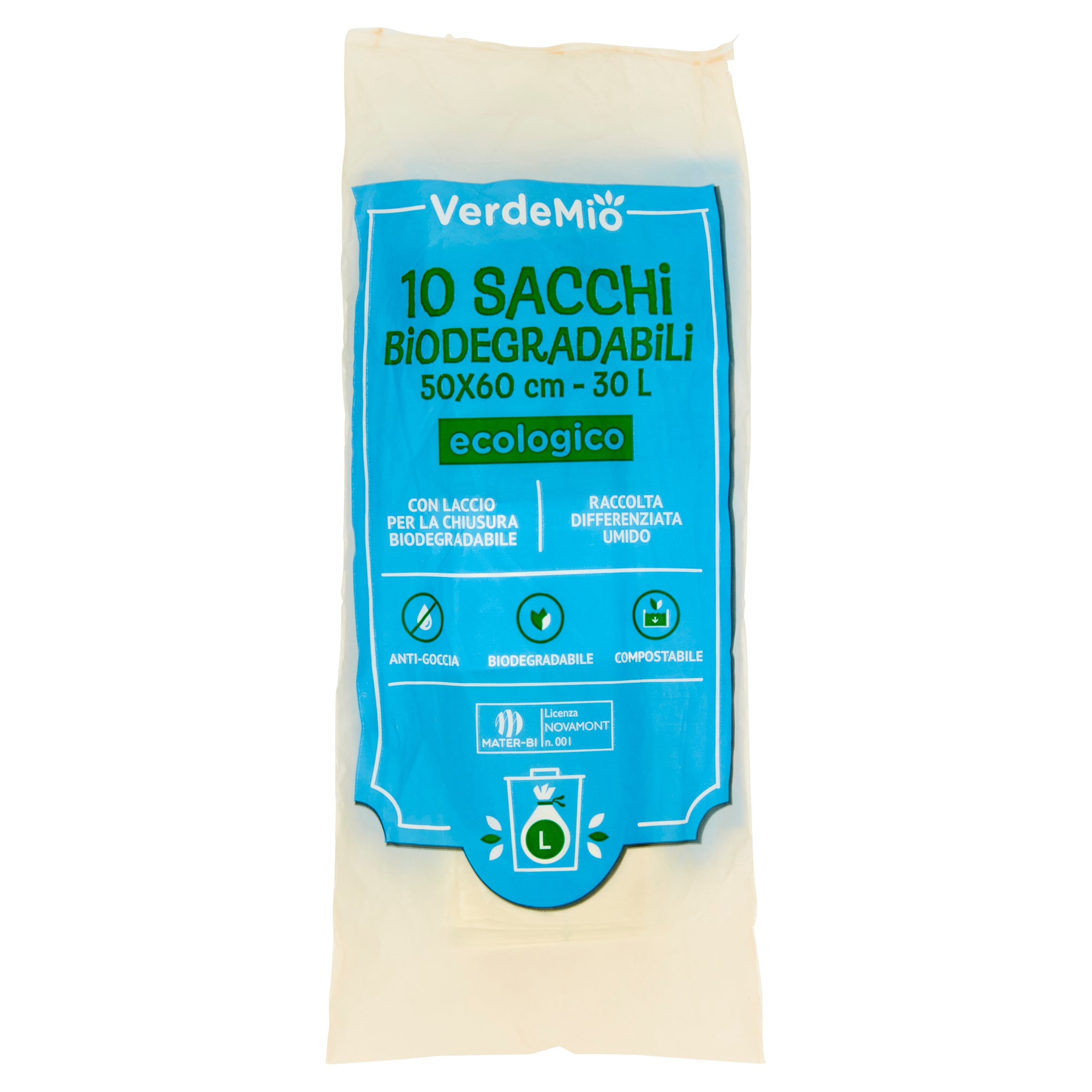 VerdeMio Sacchi Biodegradabili 50×60 cm 30 L ecologico 10 pz