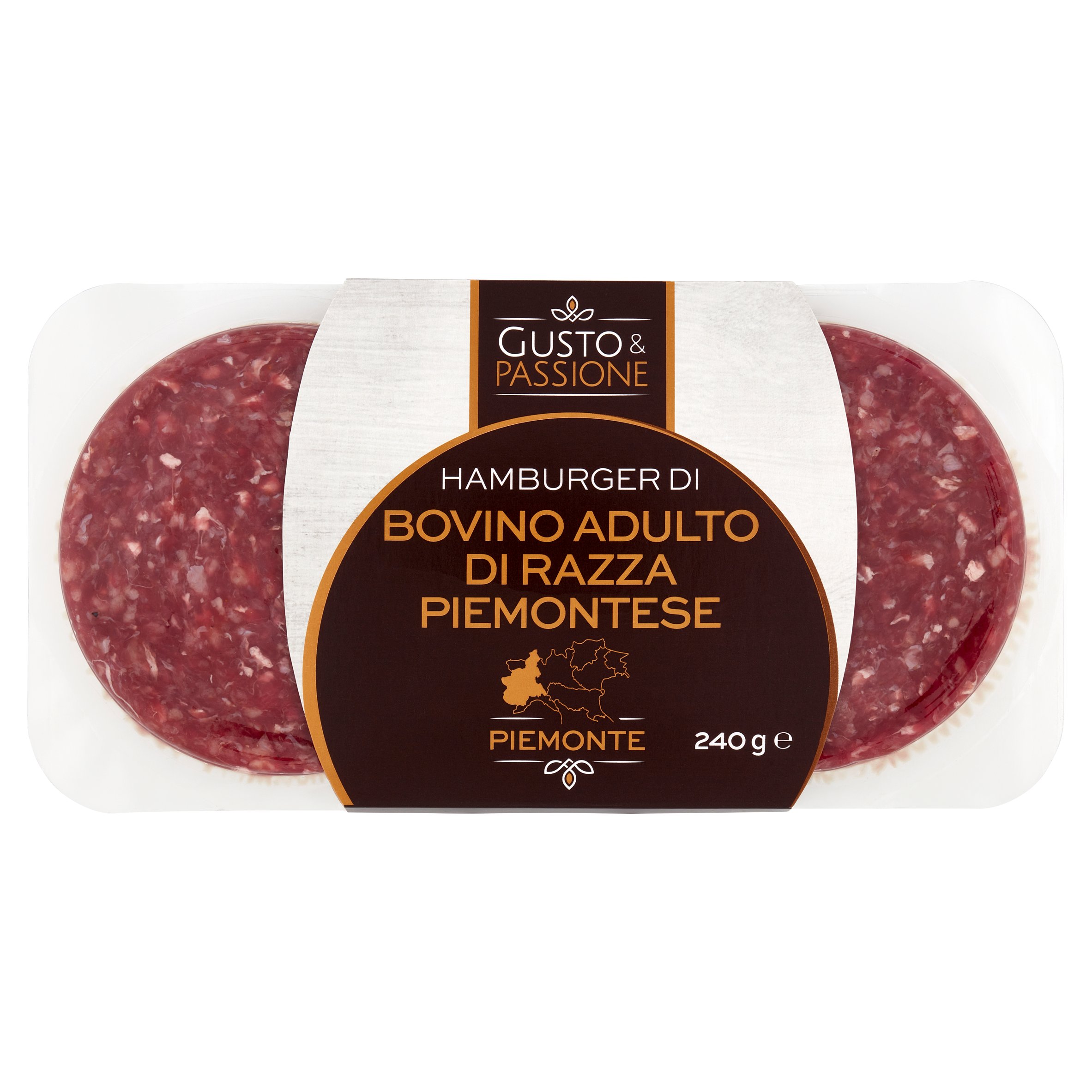 Gusto & Passione Hamburger di Bovino Adulto di Razza Piemontese 0,240 kg