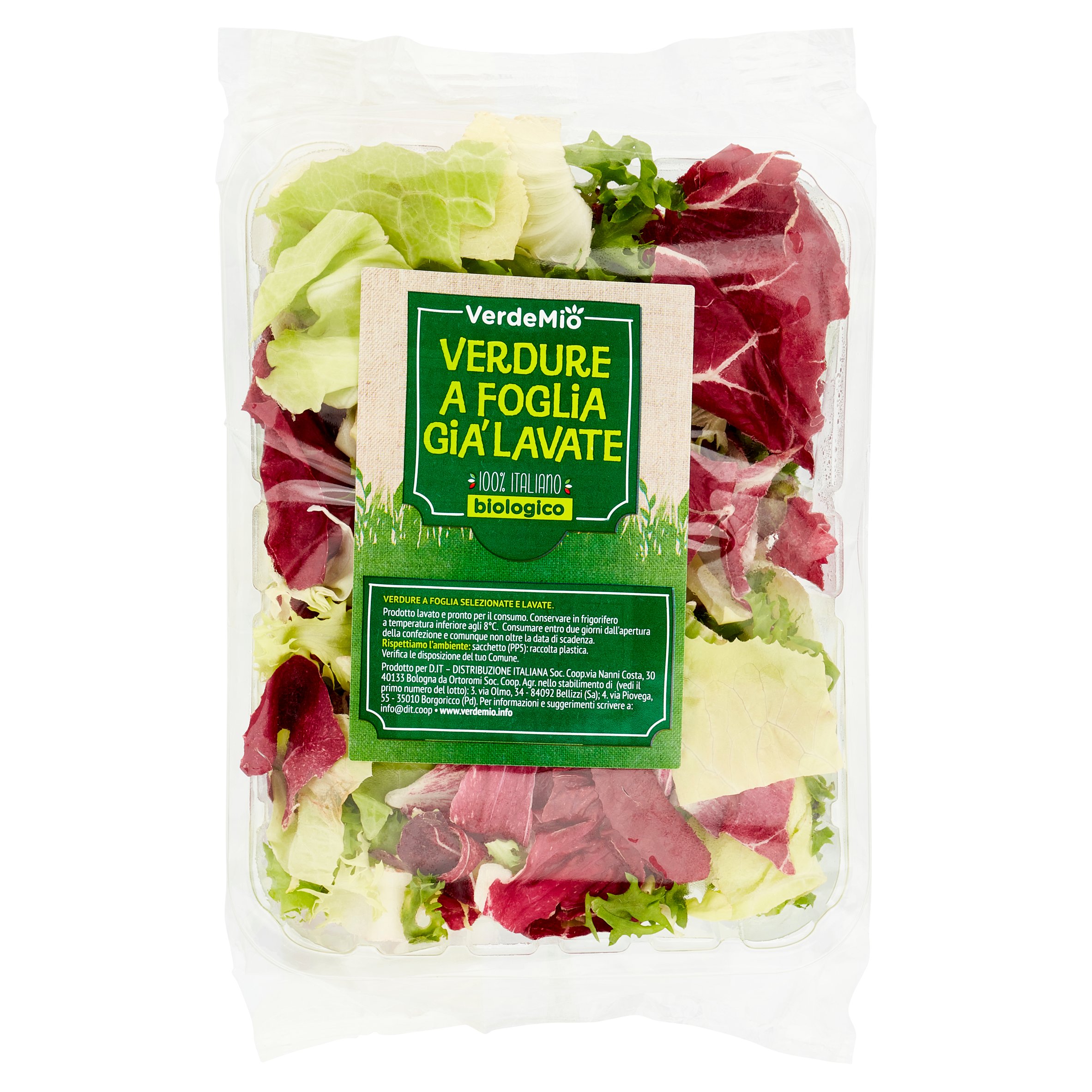 VerdeMio Verdure a Foglia Già Lavate Insalata Mista Bio biologico 165 g