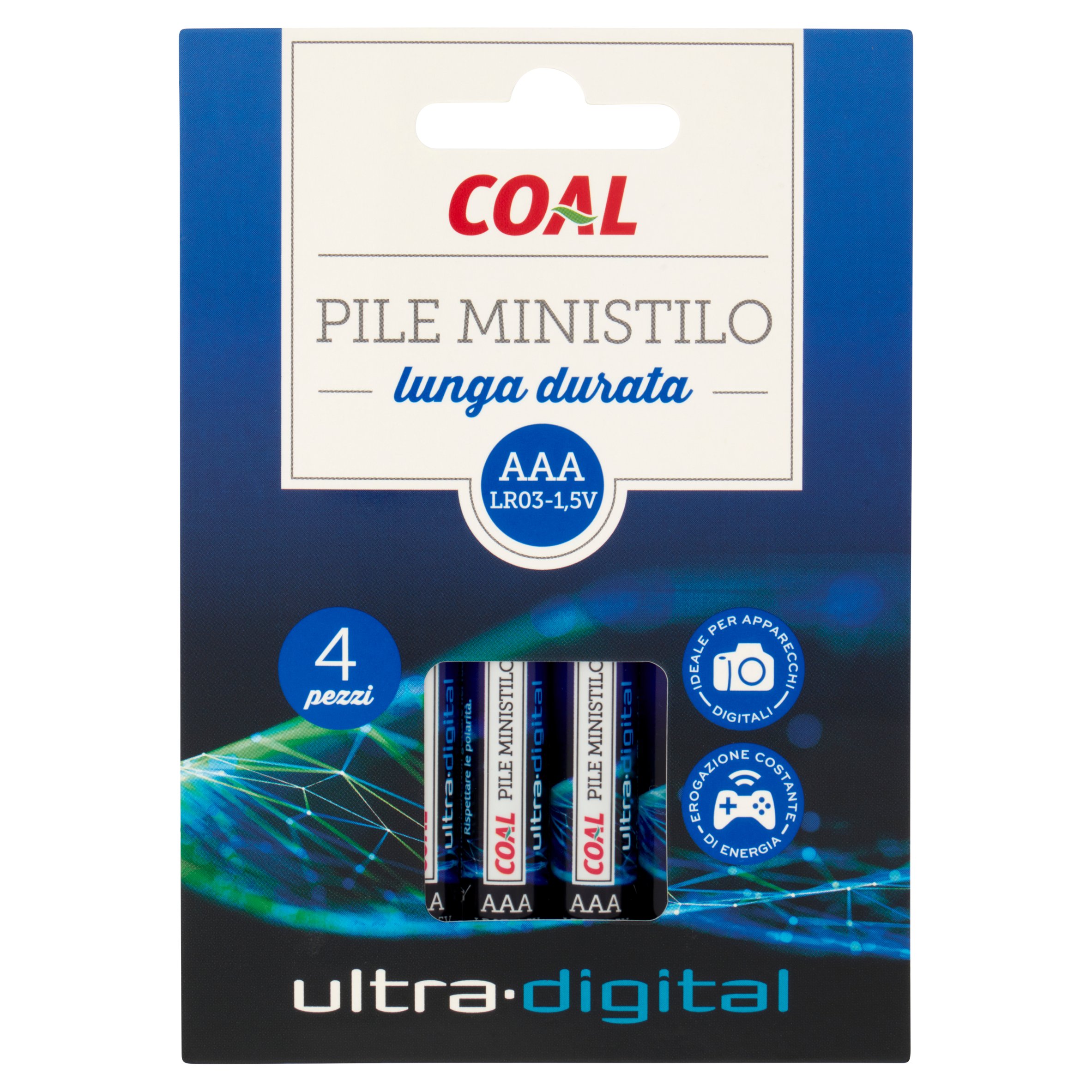 Coal Pile Ministilo lunga durata ultra-digital AAA LR03-1,5V 4 pz