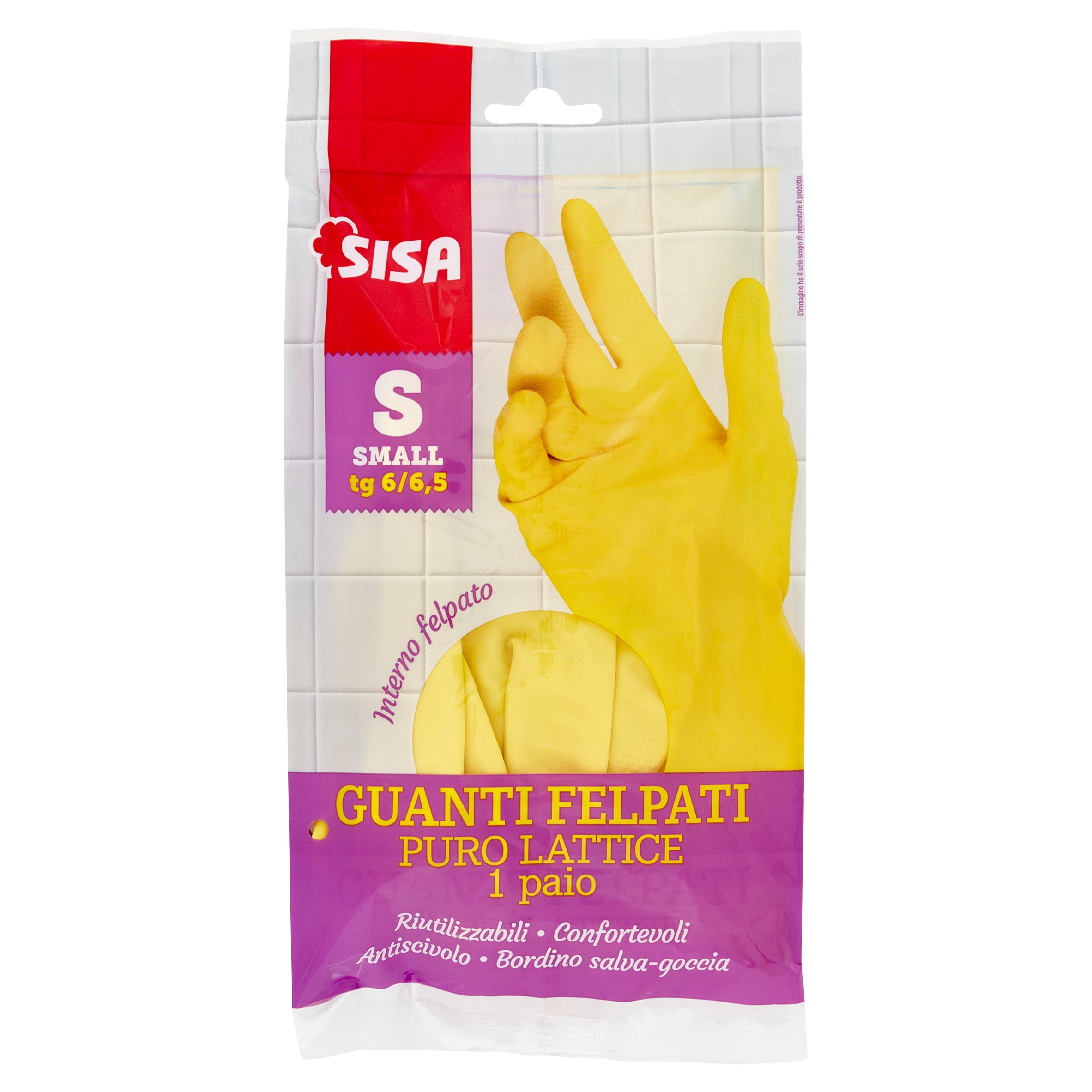 Sisa Guanti Felpati Puro Lattice S Small tg 6/6,5 1 paio