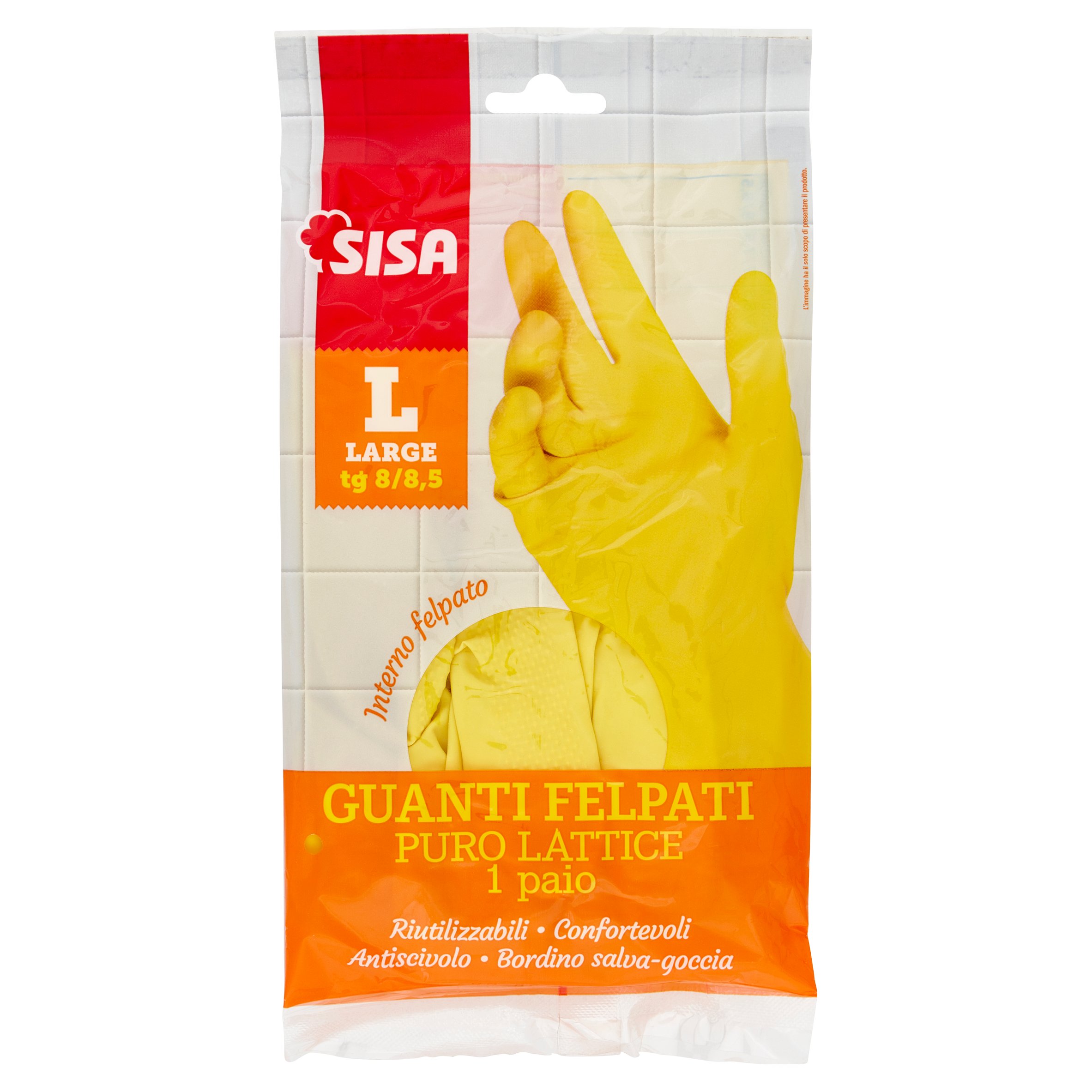 Sisa Guanti Felpati Puro Lattice L Large tg 8/8,5 1 paio
