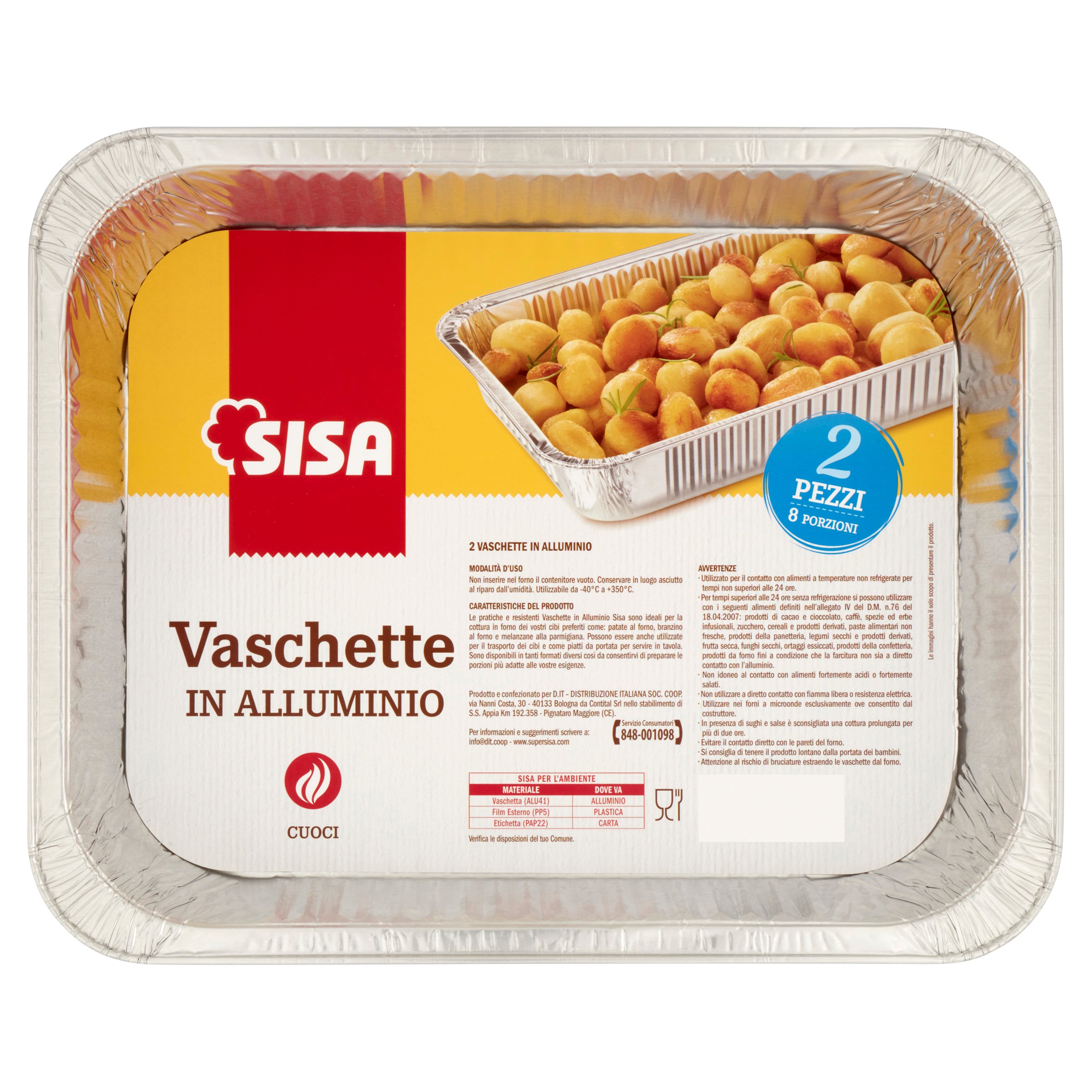 Sisa Vaschette in Alluminio 8 Porzioni 2 Pz
