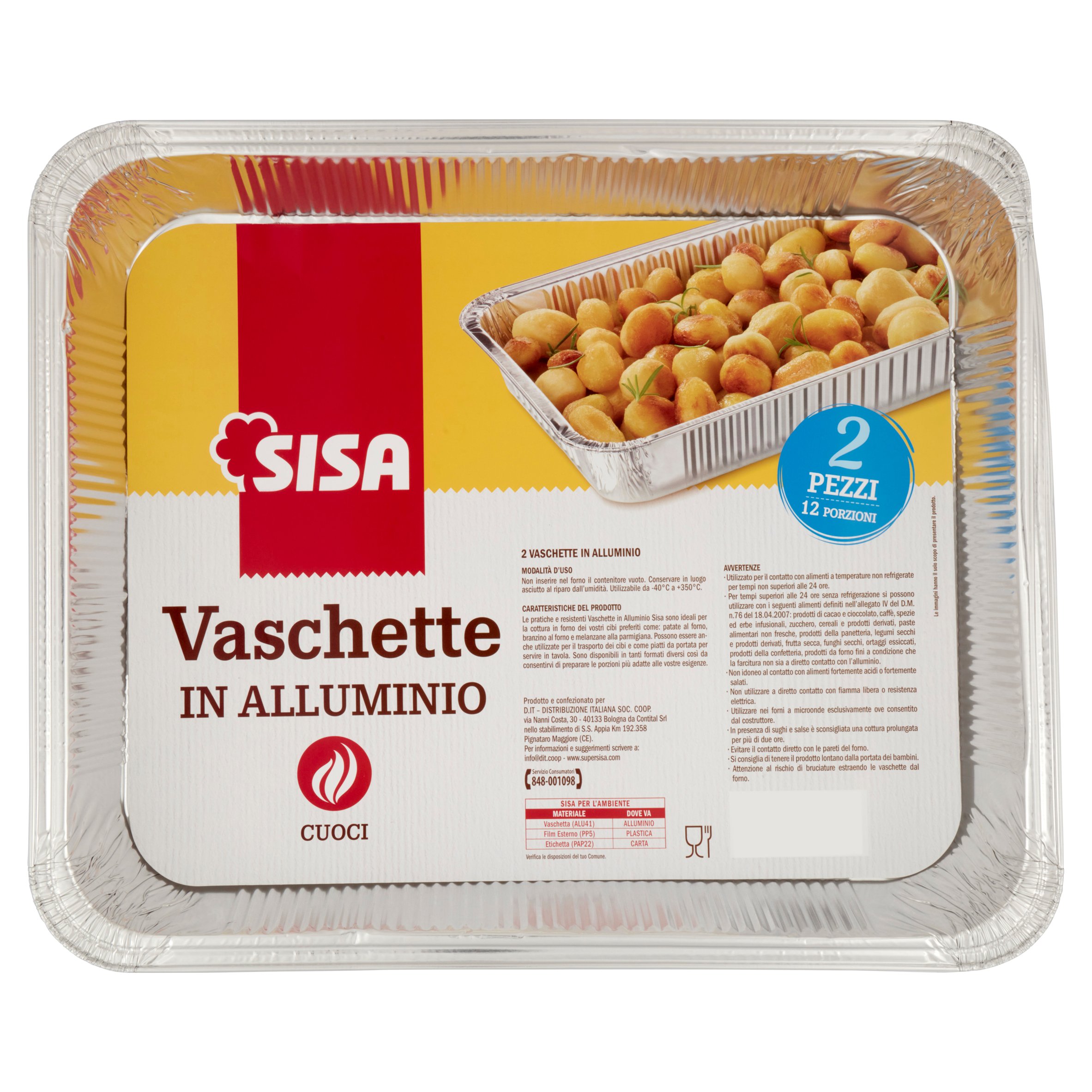 Sisa Vaschette in Alluminio 12 Porzioni 2 pz