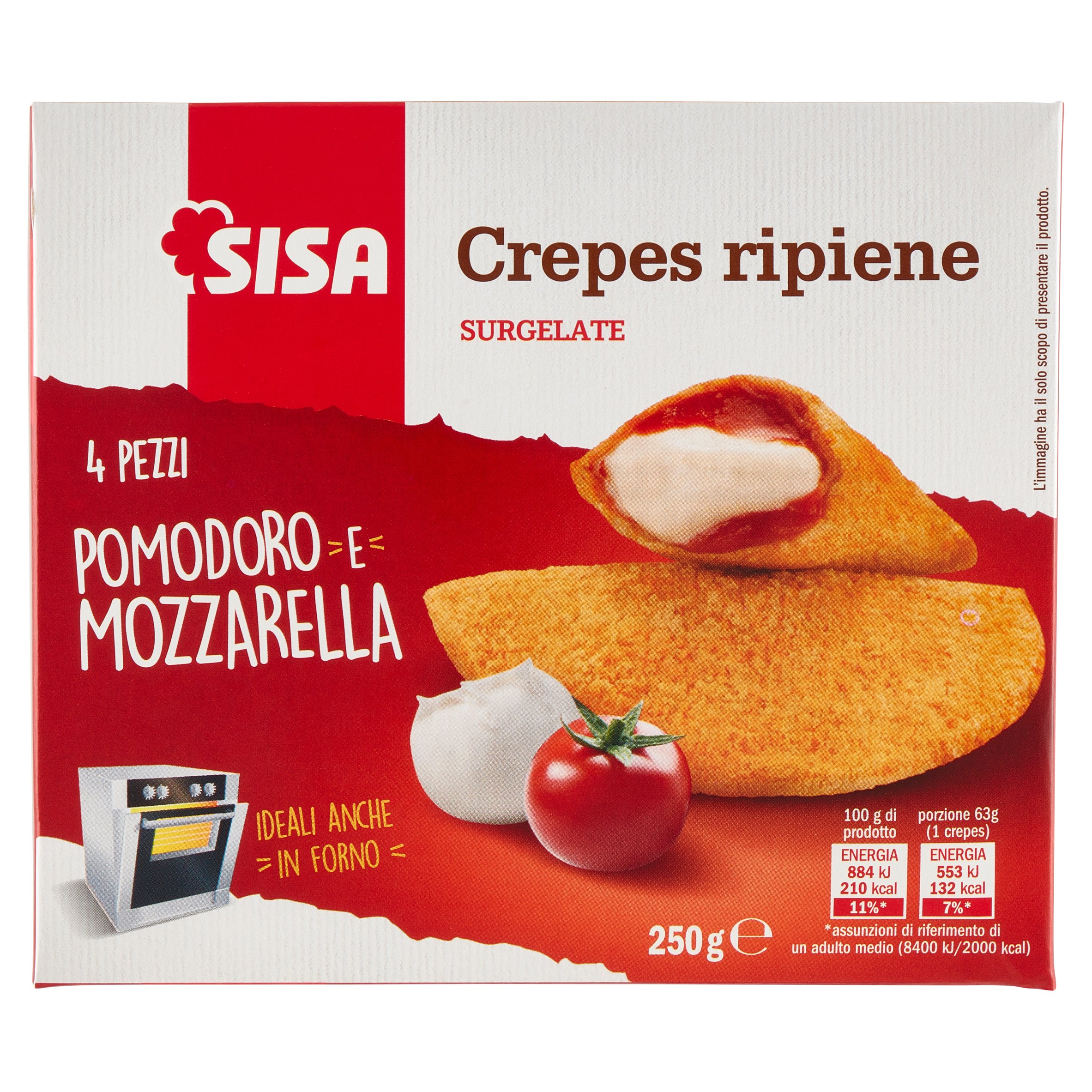 Sisa Crepes ripiene Pomodoro e Mozzarella Surgelate 4 x 63 g