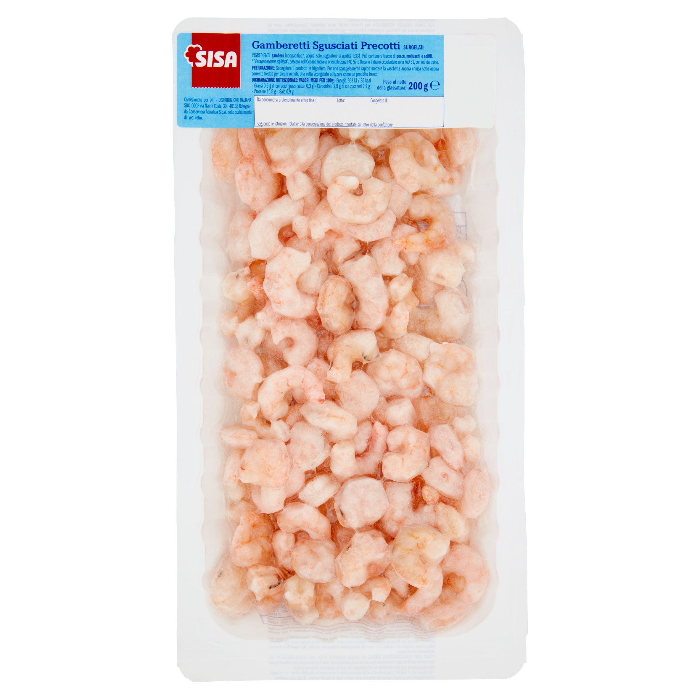 Sisa Gamberetti Sgusciati Precotti Surgelati 200 g