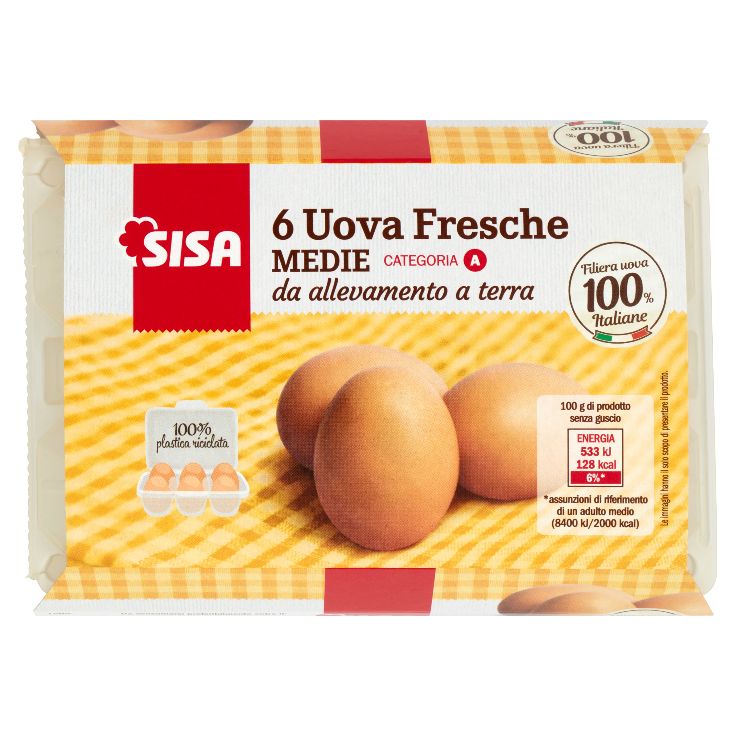 Sisa 6 Uova Fresche Medie da allevamento a terra