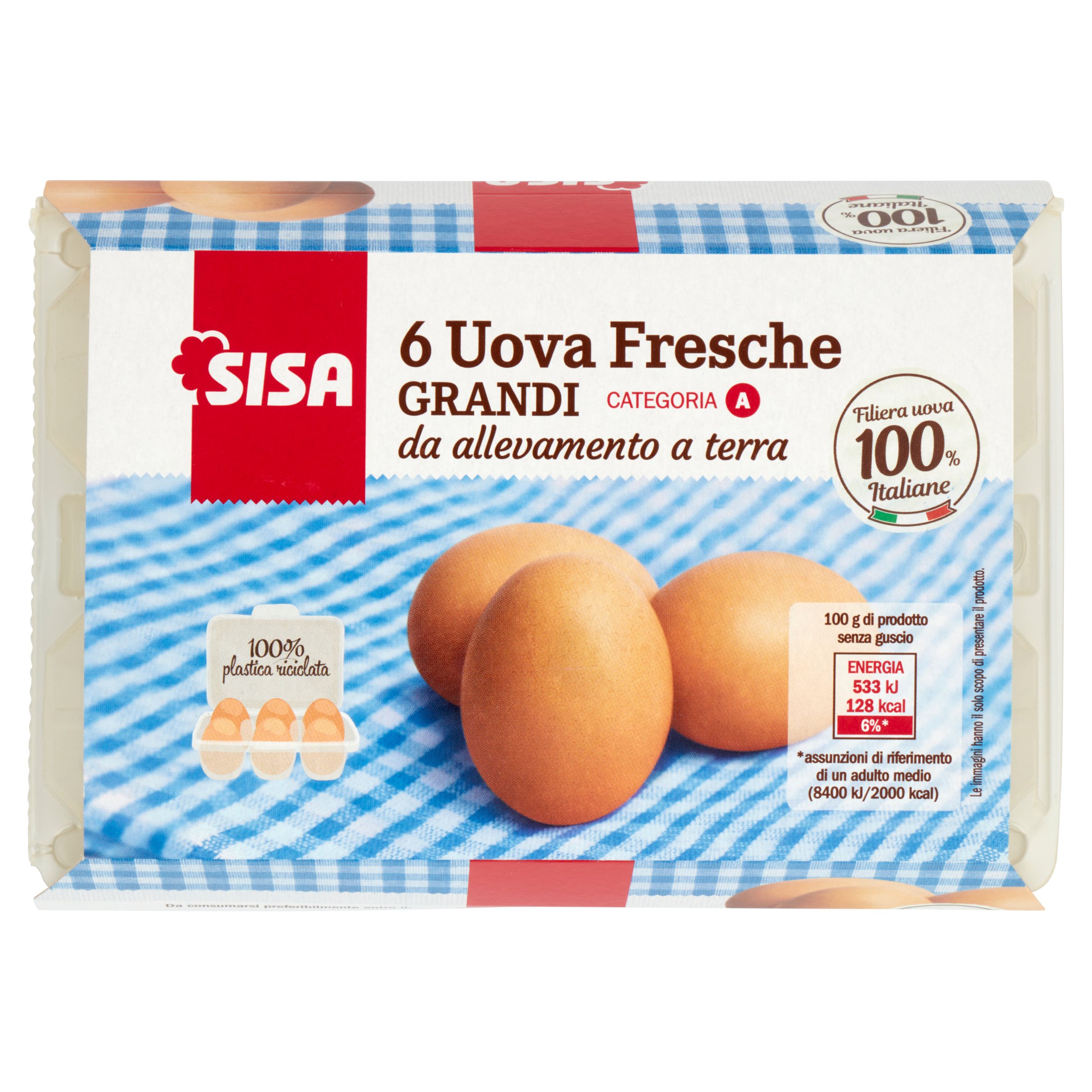 Sisa 6 Uova Fresche Grandi da allevamento a terra