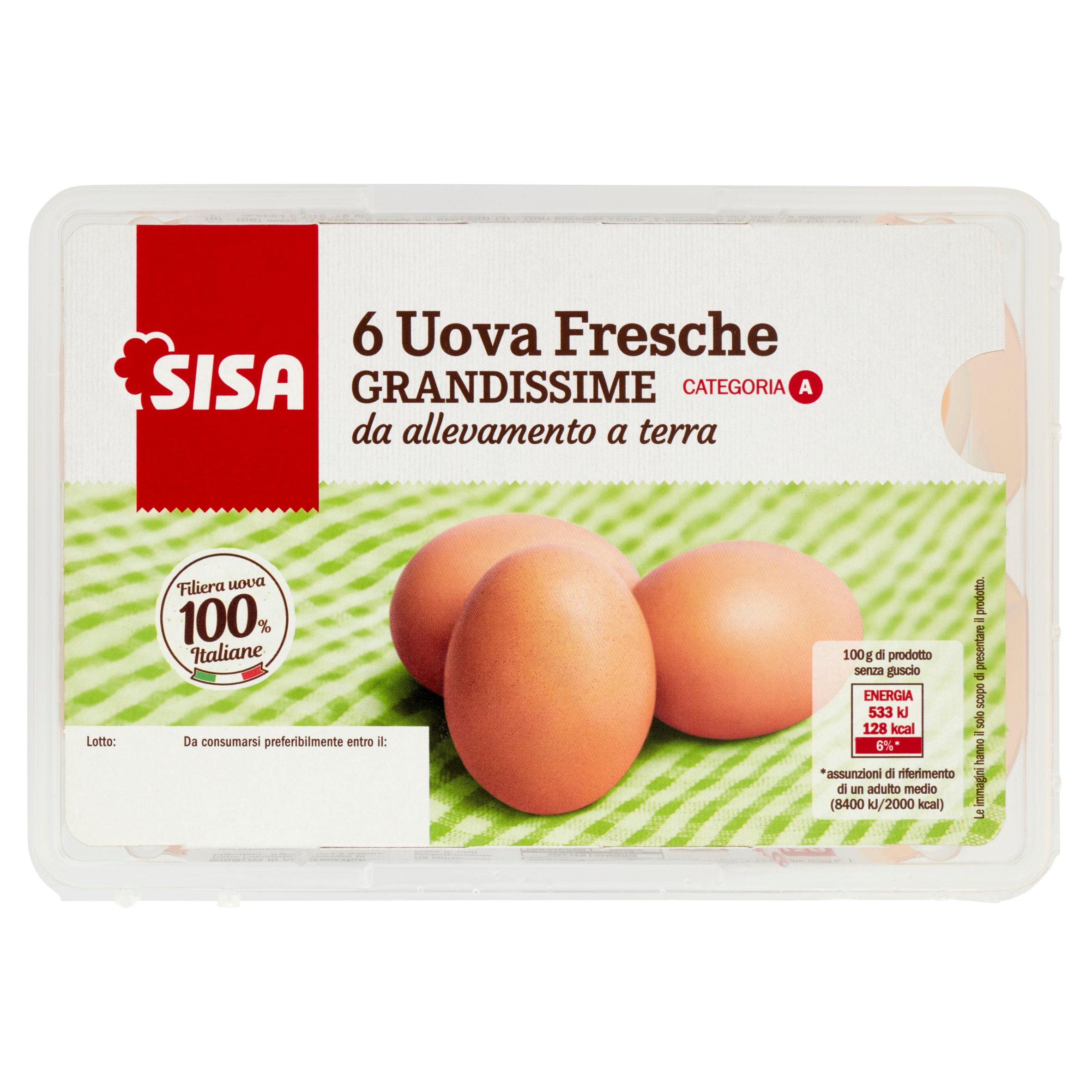 Sisa 6 Uova Fresche Grandissime da allevamento a terra