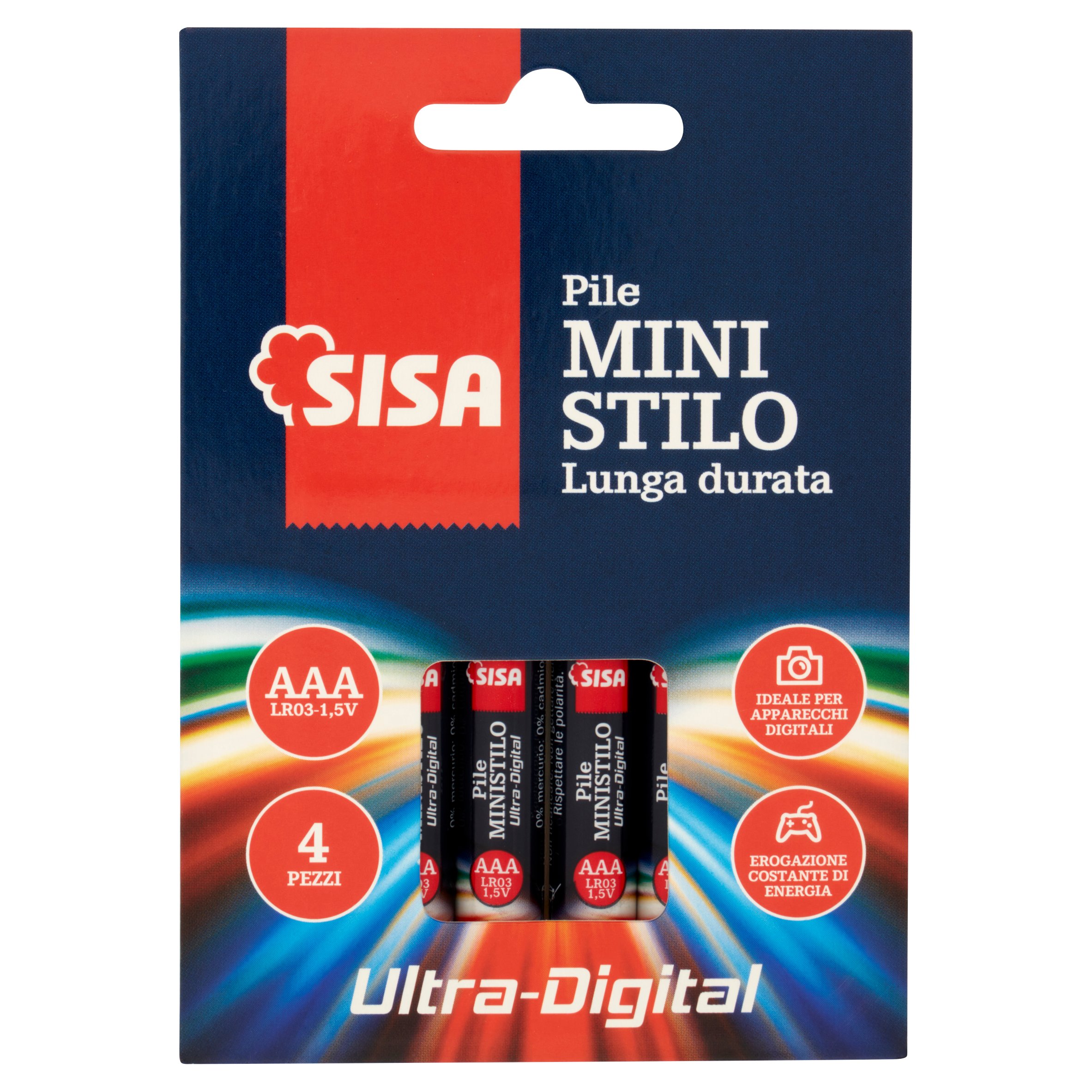Sisa Pile Mini Stilo Lunga durata Ultra-Digital AAA LR03-1,5V 4 pz