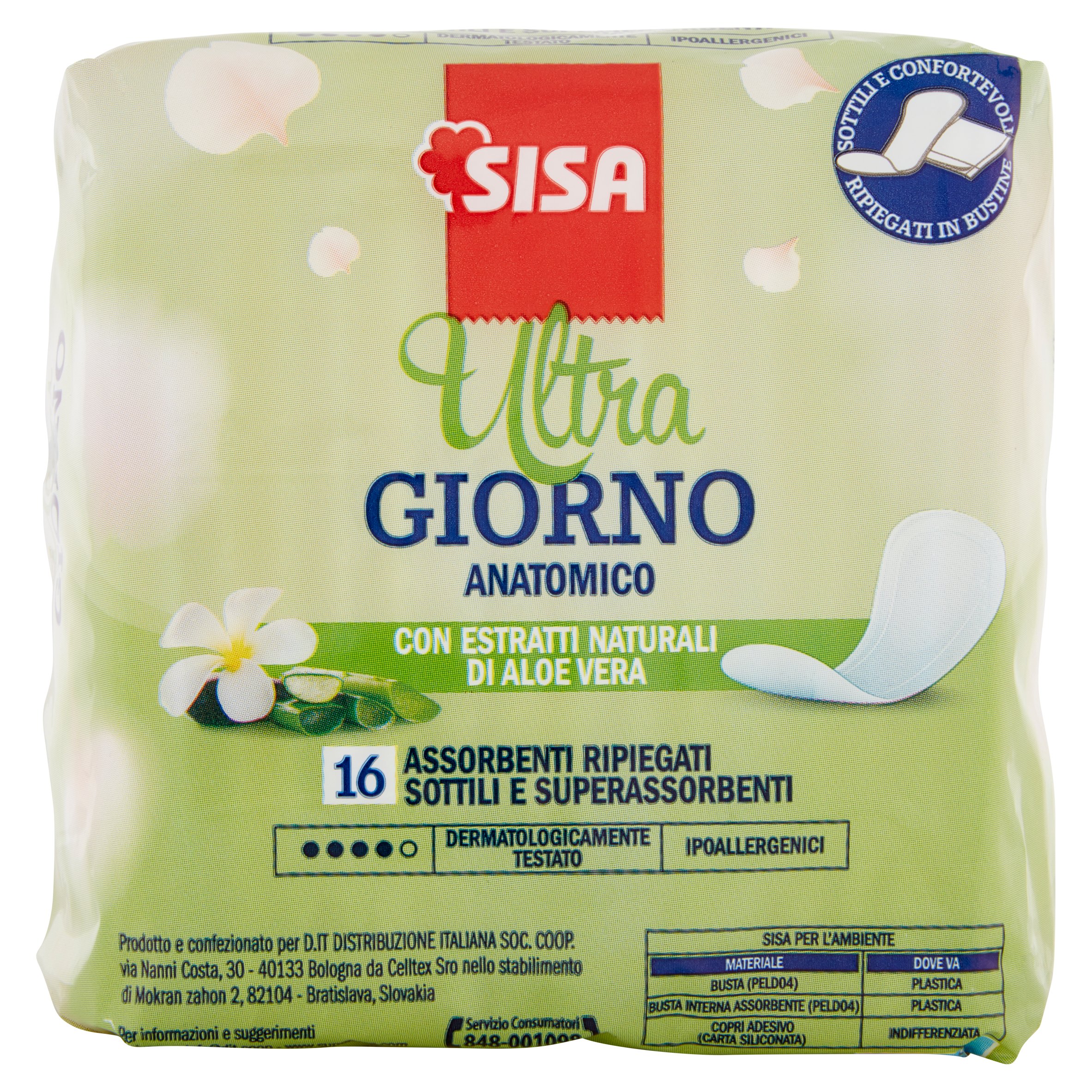 Sisa Ultra Giorno Anatomico Assorbenti Ripiegati Sottili e Superassorbenti 16 pz