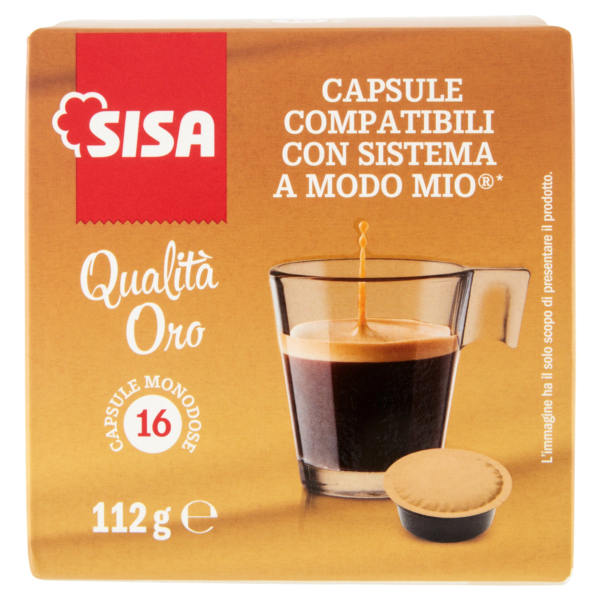 Sisa Capsule Compatibili con Sistema A Modo Mio* Qualità Oro 16 x 7 g