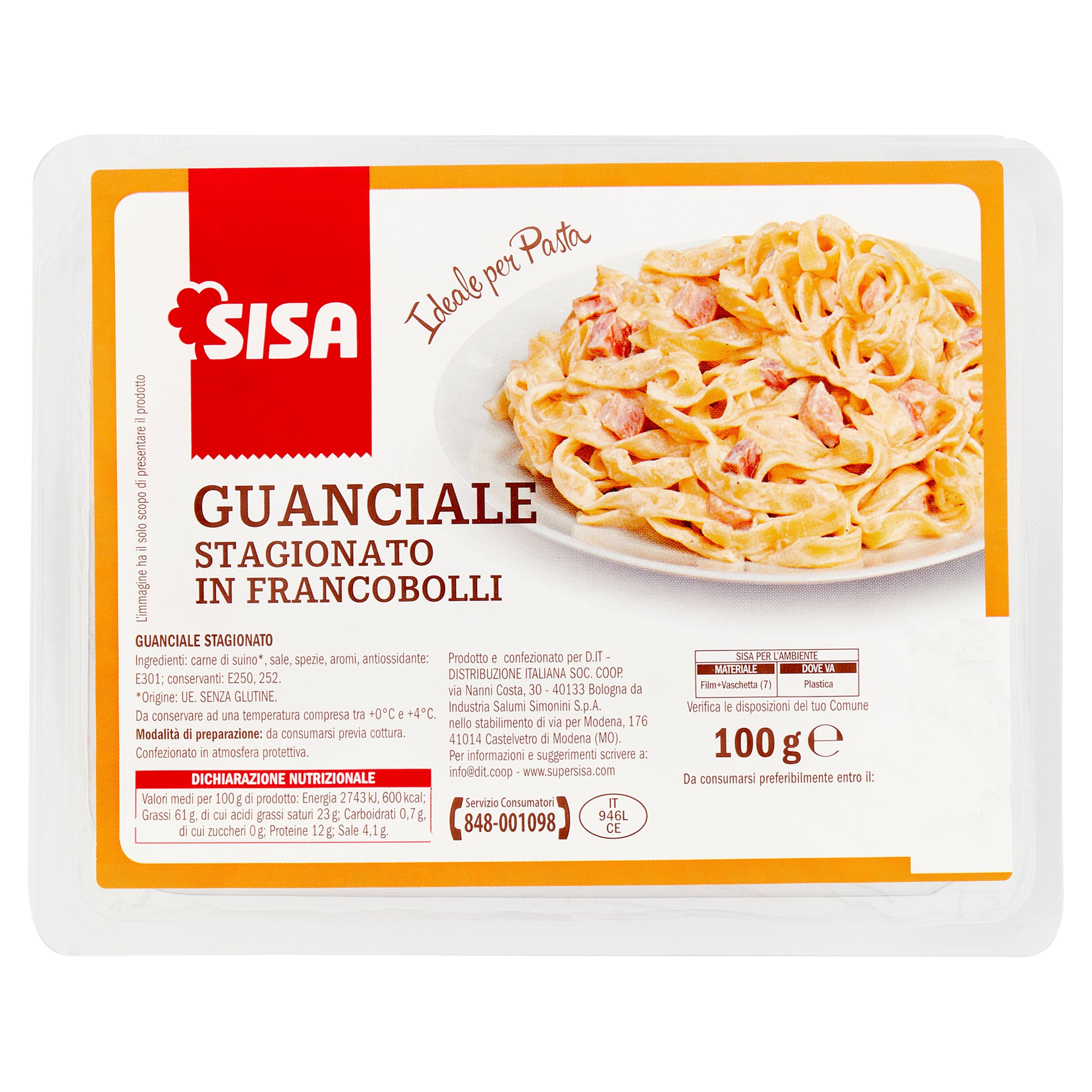 Sisa Guanciale Stagionato in Francobolli 100 g