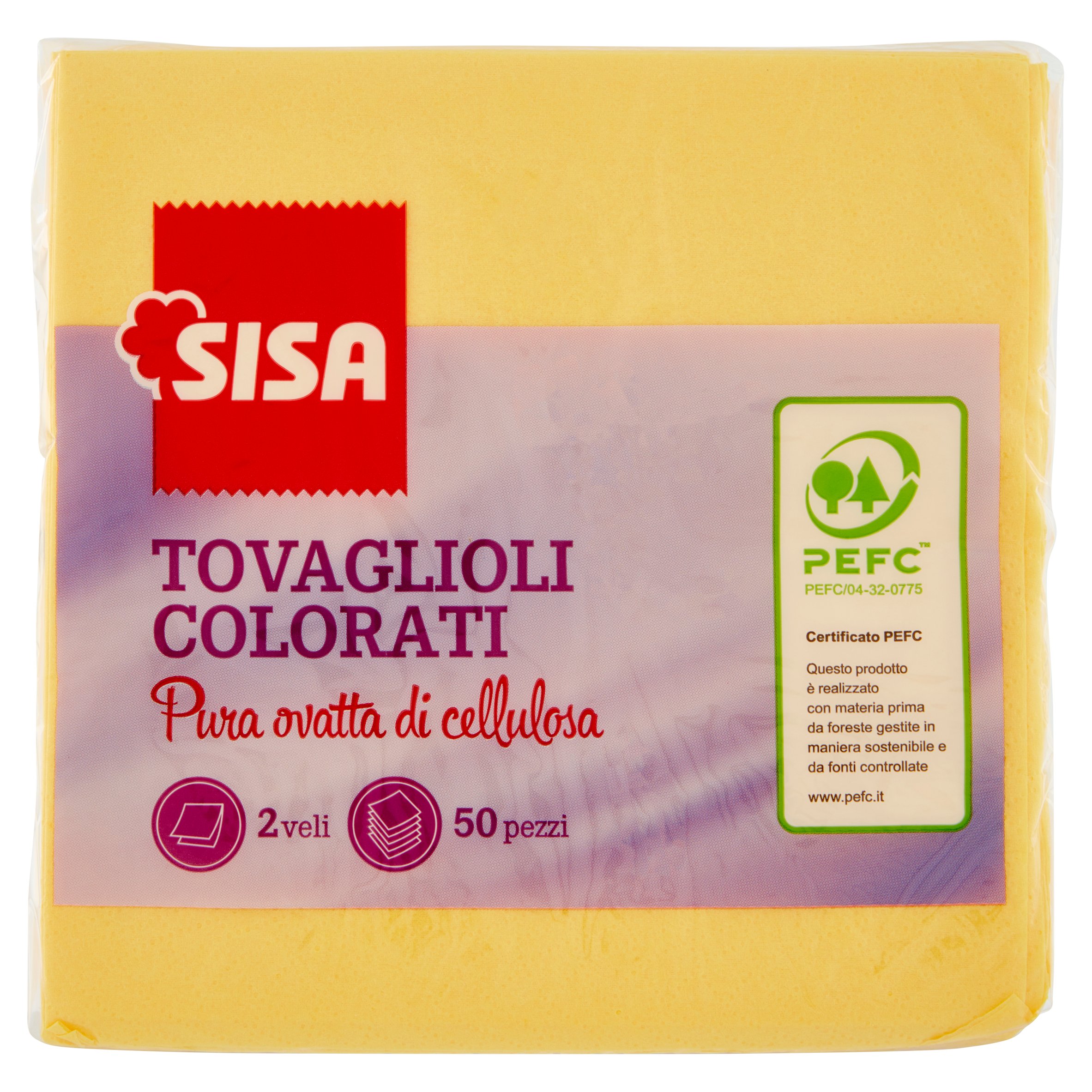 Sisa Tovaglioli Colorati 2 veli 50 pz
