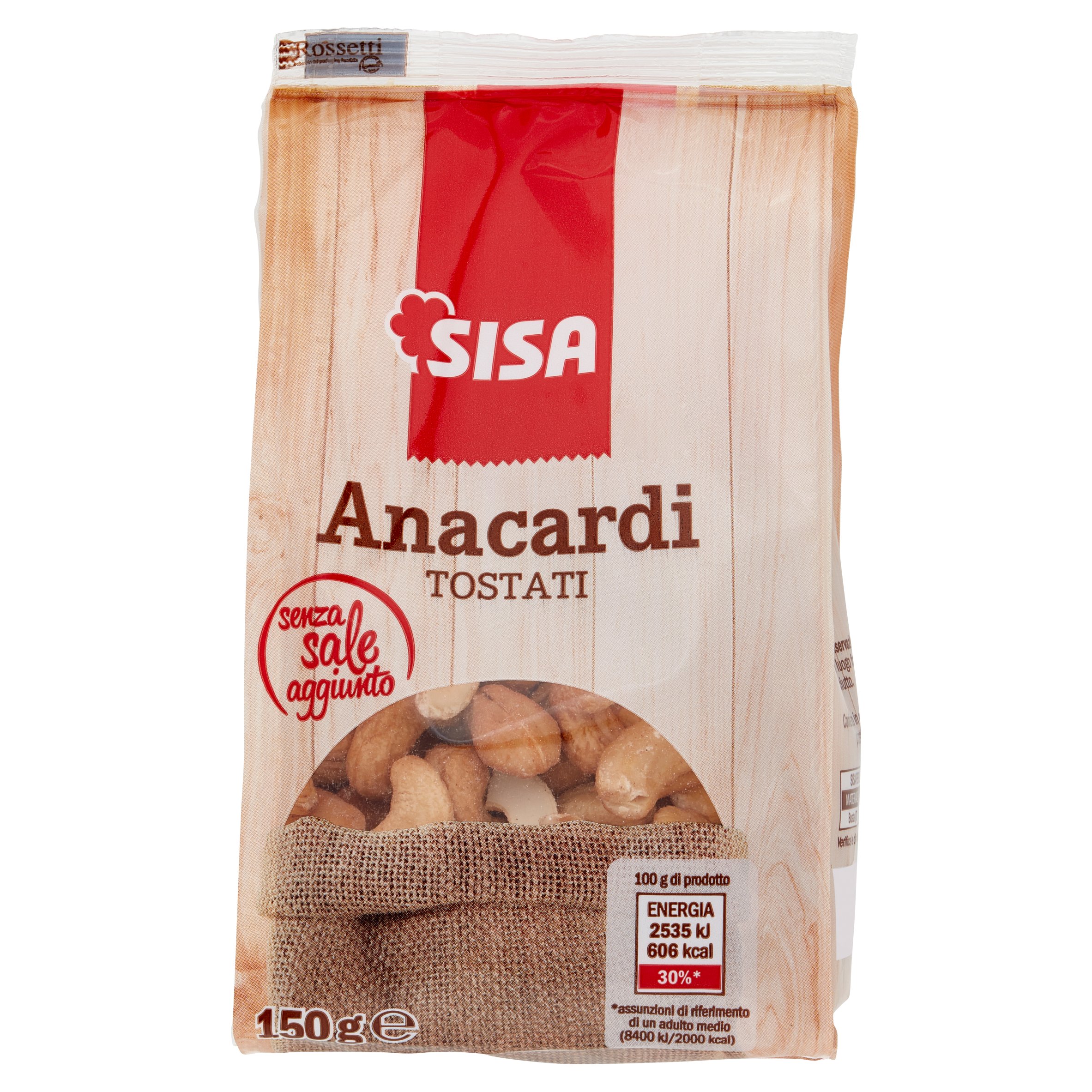 Sisa Anacardi Tostati senza sale aggiunto 150 g