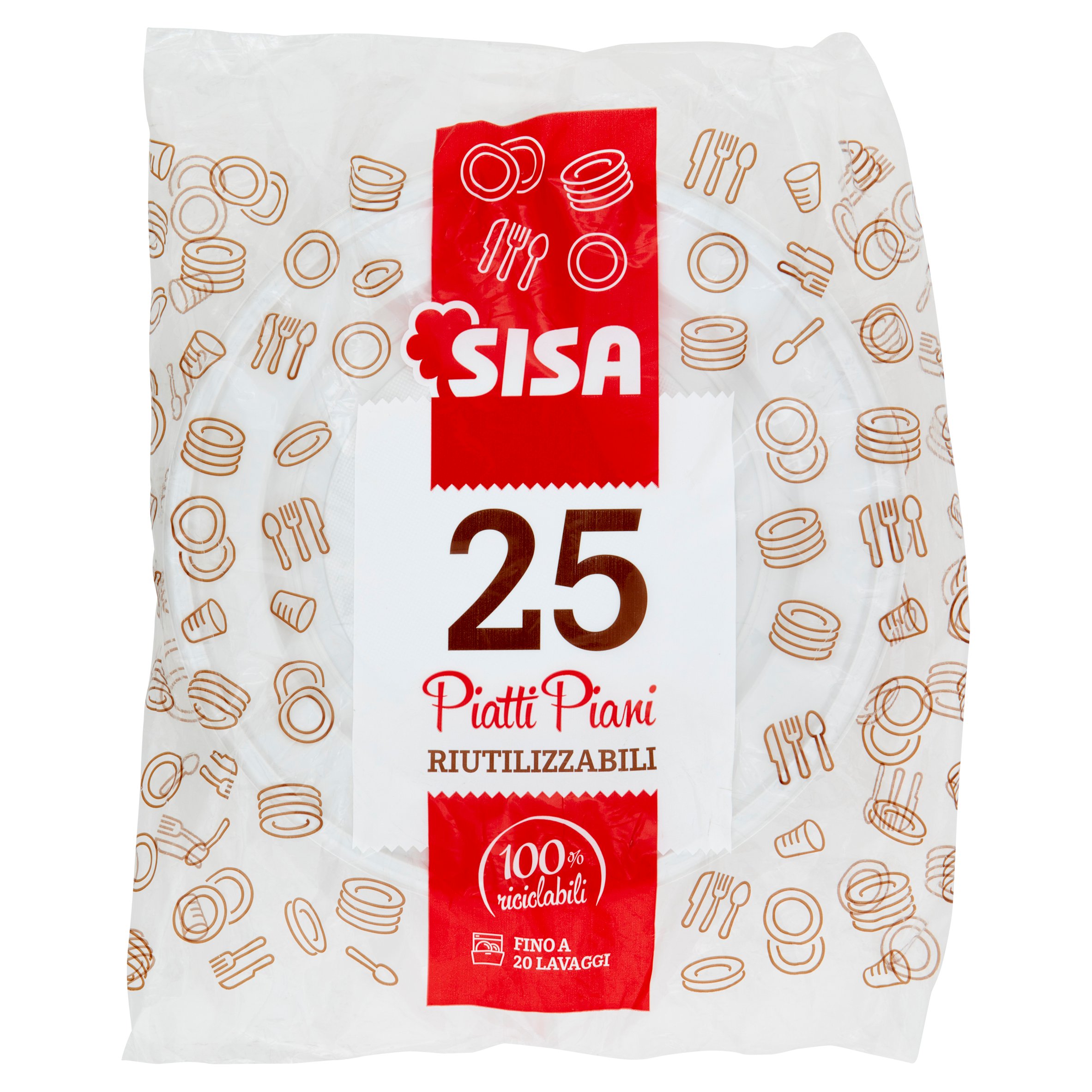 Sisa Piatti Piani Riutilizzabili 25 pz