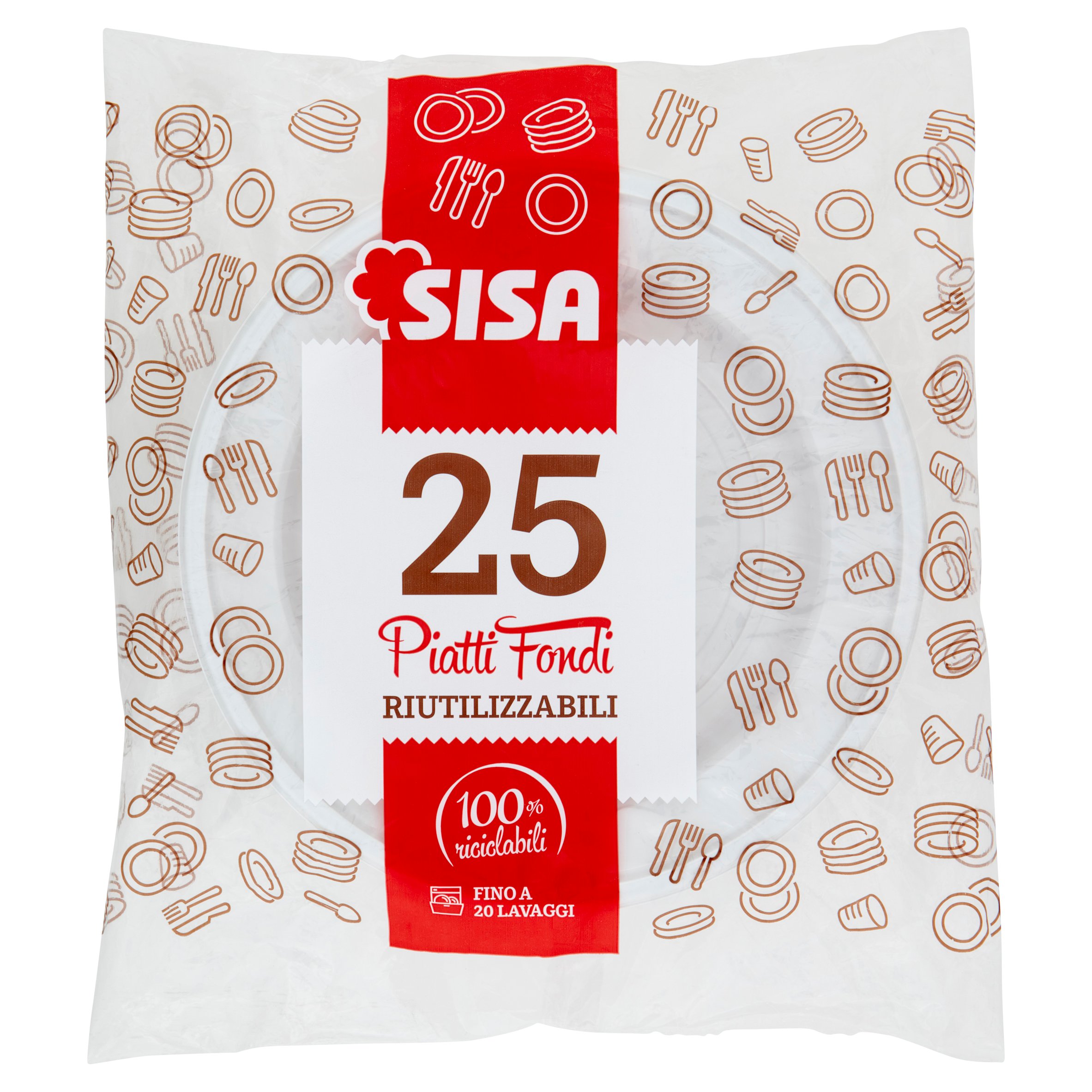 Sisa Piatti Fondi Riutilizzabili 25 pz
