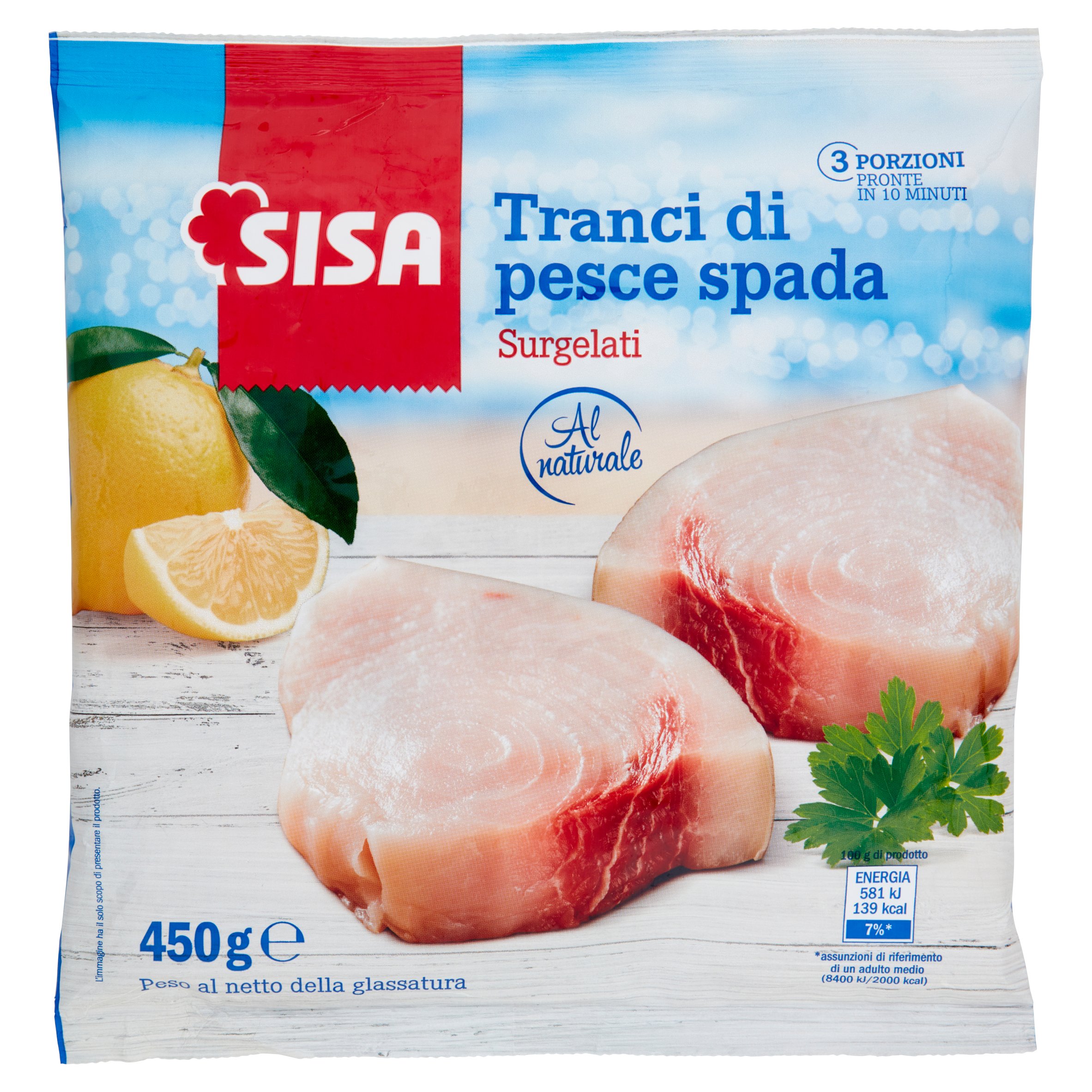 Sisa Tranci di pesce spada Surgelati al naturale 450 g