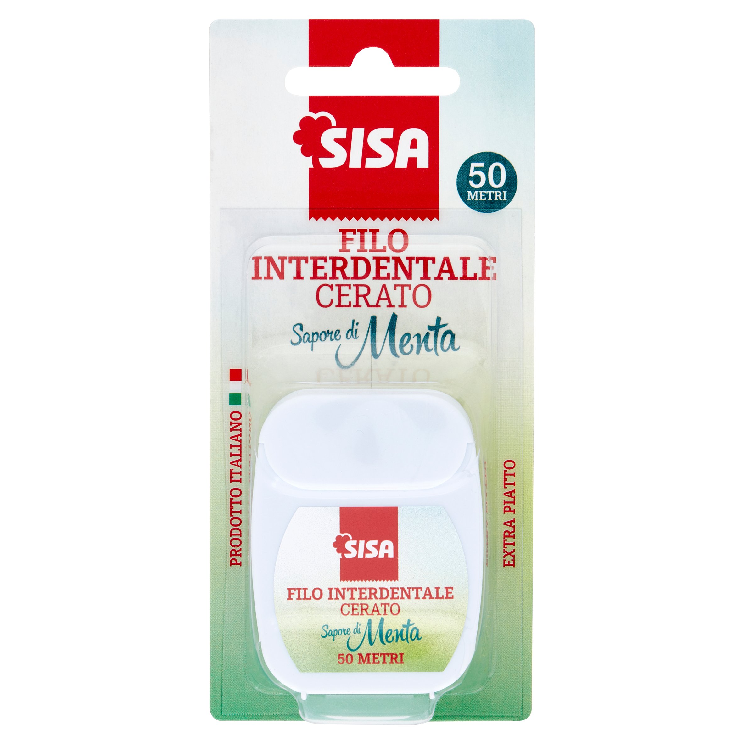 Sisa Filo Interdentale Cerato Sapore di Menta Extra Piatto 50 Metri