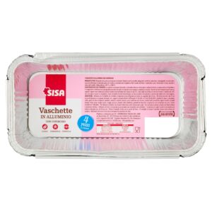 Sisa Vaschette in Alluminio con Coperchio 2 Porzioni 4 pz